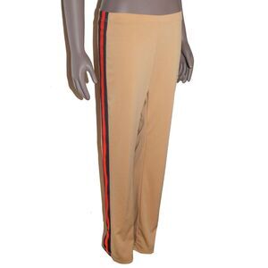 Vintage Beige Striped Leggings Stretch Pants High Rise Womens‎ Small
